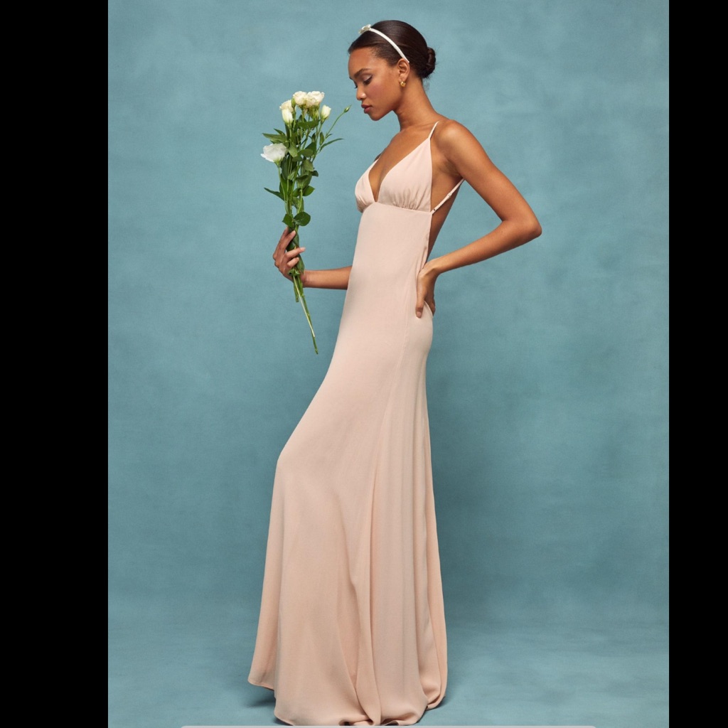 Reformation Modena Dress Champagne Gown 4 Nwt